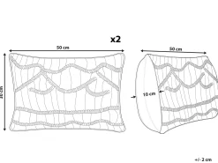 Conjunto De 2 Almofadas Decorativas Em Macrame De Algodao Rosa 30 X 50 Cm Kiris