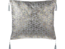 Conjunto De 2 Almofadas Decorativas Com Padrao Geometrico 45 X 45 Cm Prateada Camellia