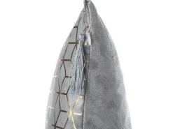 Conjunto De 2 Almofadas Decorativas Com Padrao Geometrico 45 X 45 Cm Prateada Camellia