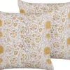 Conjunto De 2 Almofadas Decorativas Com Padrao Floral Em Algodao Branco E Amarelo 45 X 45 Cm Calathea