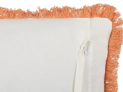Conjunto De 2 Almofadas Decorativas Com Padrao Floral Em Algodao Branco E Laranja 45 X 45 Cm Sativus