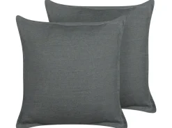 Conjunto De 2 Almofadas Decorativas Cinzentas Escuras 45 X 45 Cm Subulata