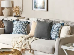 Conjunto De 2 Almofadas Decorativas Cinzentas Escuras 45 X 45 Cm Subulata