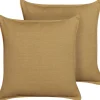 Conjunto De 2 Almofadas Decorativas Amarelo Mostarda 45 X 45 Cm Subulata