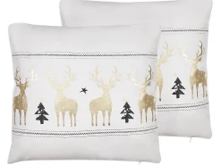 Conjunto De 2 Almofadas Decorativas Em Branco E Dourado 45 X 45 Cm Donner