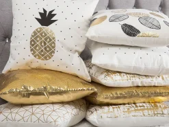 Conjunto De 2 Almofadas Decorativas Brancas Com Estampa De Ananas 45 X 45 Cm Yasmin