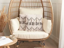 Conjunto De 2 Almofadas Decorativas 45 X 45 Cm Creme E Preto Thondi