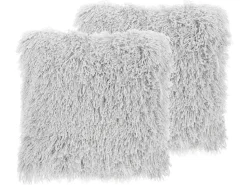 Conjunto De 2 Almofadas Decorativas Cinzentas Claras 45 X 45 Cm Cide