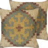 Conjunto De 2 Almofadas Decorativas Em Juta Multicolor 45 X 45 Cm Saron