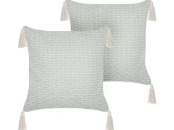 Conjunto De 2 Almofadas Decorativas Verde Menta 42 X 42 Cm Hakone
