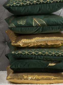 Conjunto De 2 Almofadas Decorativas De Veludo 45 X 45 Cm Verde Escuro Fern
