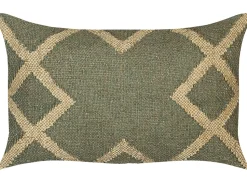 Conjunto De 2 Almofadas Decorativas Em Juta Verde Azeitona E Creme 30 X 50 Cm Gopi