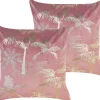 Conjunto De 2 Almofadas Decorativas Em Veludo Rosa 45 X 45 Cm Caranday