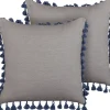 Conjunto De 2 Almofadas Decorativas Com Borlas Cinzentas 45 X 45 Cm Carpinus