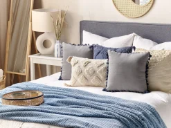Conjunto De 2 Almofadas Decorativas Com Borlas Cinzentas 45 X 45 Cm Carpinus