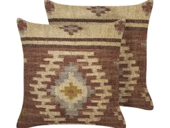 Conjunto De 2 Almofadas Decorativas Em Juta Multicolor 45 X 45 Cm Beel