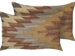 Conjunto De 2 Almofadas Decorativas Em Juta Multicolor 30 X 50 Cm Deepor
