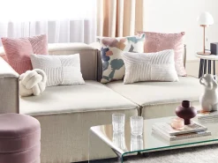 Conjunto De 2 Almofadas Decorativas Em Bombazine Branca Creme 47 X 27 Cm Millet