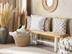 Conjunto De 2 Almofadas Decorativas Com Padrao De Flores Em Algodao Branco 45 X 45 Cm Omorika