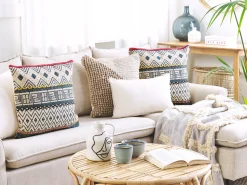 Conjunto De 2 Almofadas De Algodao Com Padrao Geometrico 50 X 50 Cm Multicolor Souk