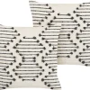 Conjunto De 2 Almofadas Decorativas Em Algodao Creme E Preto Com Padrao Geometrico 45 X 45 Cm Myrtus