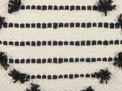 Conjunto De 2 Almofadas Decorativas Em Algodao Creme E Preto Com Padrao Geometrico 45 X 45 Cm Myrtus