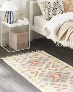 Conjunto De 2 Almofadas Decorativas Em Algodao Creme E Preto Com Padrao Geometrico 45 X 45 Cm Myrtus