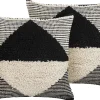 Conjunto De 2 Almofadas Decorativas Tufadas Em Algodao Creme E Preto 50 X 50 Cm Khora