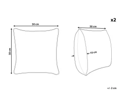 Conjunto De 2 Almofadas Decorativas Tufadas Em Algodao Creme E Preto 50 X 50 Cm Khora