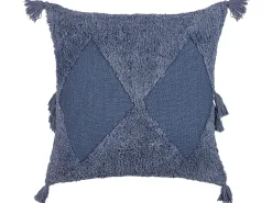 Conjunto De 2 Almofadas Decorativas Tufadas Em Algodao Azul 45 X 45 Cm Avium