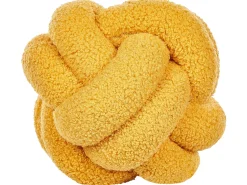Conjunto De 2 Almofadas Decorativas Com No Em Tecido Boucle Amarelo 19 X 19 Cm Malni