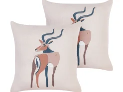 Conjunto De 2 Almofadas Decorativas Creme 45 X 45 Cm Abal