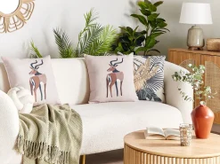 Conjunto De 2 Almofadas Decorativas Creme 45 X 45 Cm Abal