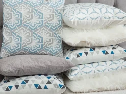 Conjunto De 2 Almofadas Decorativas 45 X 45 Cm Azul E Cinzento Cleome