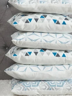 Conjunto De 2 Almofadas Decorativas 45 X 45 Cm Azul E Cinzento Cleome