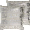 Conjunto De 2 Almofadas De Algodao Com Padrao Geometrico 50 X 50 Cm Prateado Oujda