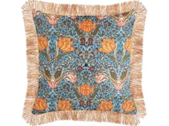 Conjunto De 2 Almofadas Decorativa Com Padrao Floral Azul E Laranja 45 X 45 Cm Mitella