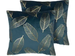 Conjunto De 2 Almofadas Decorativas 45 X 45 Cm Azul Freesia