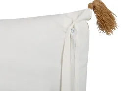 Conjunto De 2 Almofadas Decorativas Com Padrao Geometrico Em Algodao Castanho Claro E Branco 45 X 45 Cm Malus