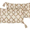 Conjunto De 2 Almofadas Decorativas Em Algodao Creme Com Padrao Geometrico 30 X 50 Cm Incana