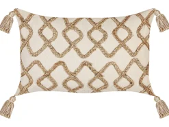 Conjunto De 2 Almofadas Decorativas Em Algodao Creme Com Padrao Geometrico 30 X 50 Cm Incana