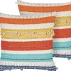 Conjunto De 2 Almofadas Decorativas Em Algodao Multicolor As Riscas 45 X 45 Cm Dicliptera