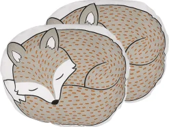 Conjunto De 2 Almofadas Decorativas Cinzentas Com Motivo De Raposa 50 X 40 Cm Dhanbad