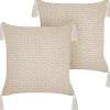 Conjunto De 2 Almofadas Decorativas Creme Claro 42 X 42 Cm Hakone