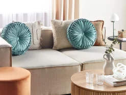 Conjunto De 2 Almofadas Decorativas Em Veludo Azul Esverdeado 40 Cm Udala