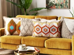 Conjunto De 2 Almofadas Decorativas Bordadas Em Algodao Multicolor 40 X 60 Cm Majra