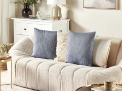 Conjunto De 2 Almofadas Decorativas Azuis 45 X 45 Cm Lupine
