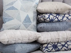 Conjunto De 2 Almofadas Decorativas Azuis 45 X 45 Cm Lupine