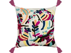 Conjunto De 2 Almofadas Decorativas Bordadas Algodao Multicolor 50 X 50 Cm Raiganj
