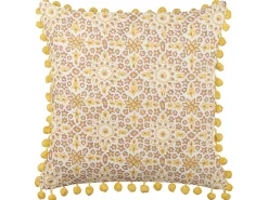 Conjunto De 2 Almofadas Decorativas Com Padrao Floral Amarelo E Castanho 45 X 45 Cm Lycrois